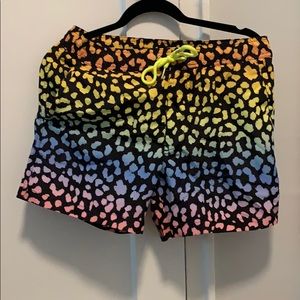 Rainbow leopard swim trunks sz S
